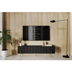 Szafka RTV Malmi 200 cm - czarny mat / złote nóżki